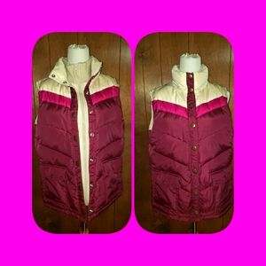 Tan/Pink/Burgundy Old Navy Vintage Puffy Vest (Large)